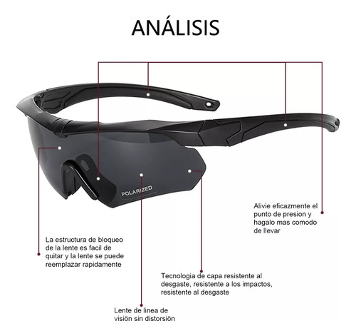 Lentes Tácticas Militares Airsoft Tiro Micas Intercambiables