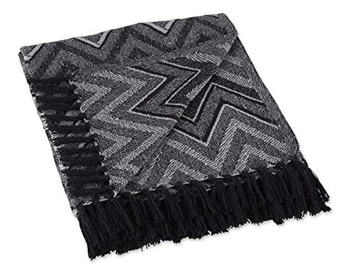 Colección Dii Zig Zag Throw, Manta Llamativa, 50x60, Negro