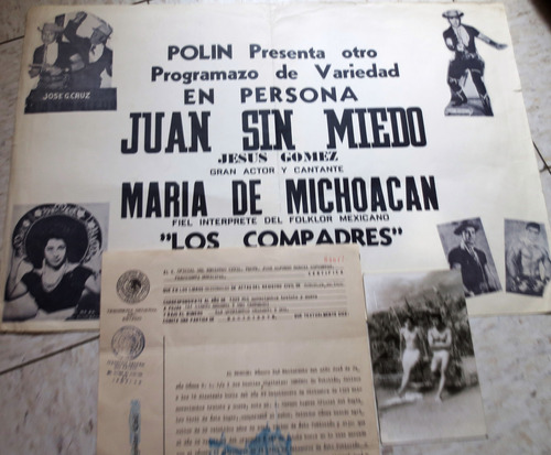 Vintage  Acta  De Nacimiento  Y  Fotos  De Juan  Sin Miedo  