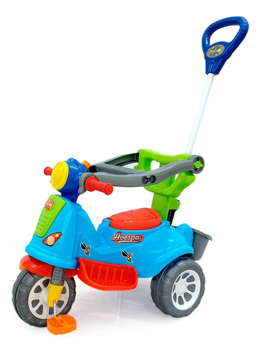 Triciclo Infantil De Passeio E Pedal Andador Avespa Maral Cor Azul