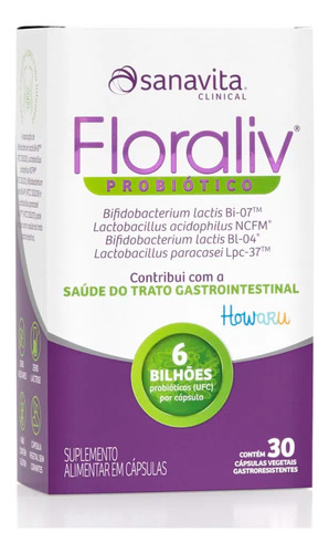 Floraliv  Probiótico 30 Caps - Sanavita - Intestino Regulado