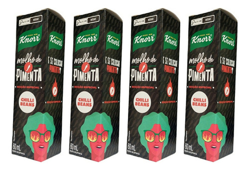 Molho De Pimenta Knorr Chilli Beans Kit 4 Unidades De 60ml