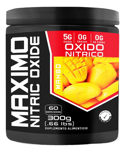 Óxido Nítrico Pre Entreno Maximo Protein 300g 60 Servs Mango