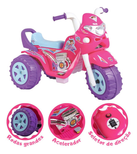 Moto Elétrica Infantil A Bateria 12v Mini Moto Para Crianças Cor Rosa Voltagem do carregador 110V/220V