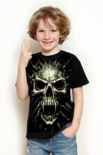 Camiseta Criança Frete Grátis Cranio Caveira Vampiro