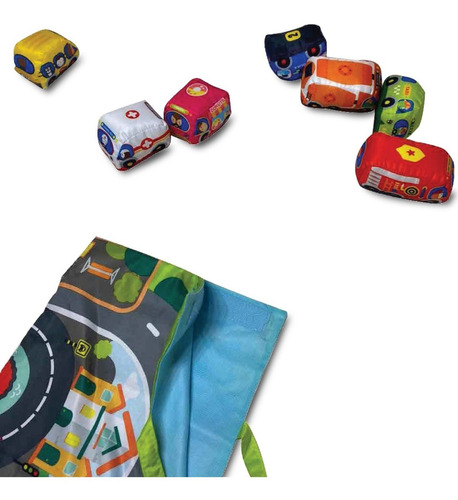 Alfombra Anti Golpes Bebes Bolso Pista Carreras 9 Autitos