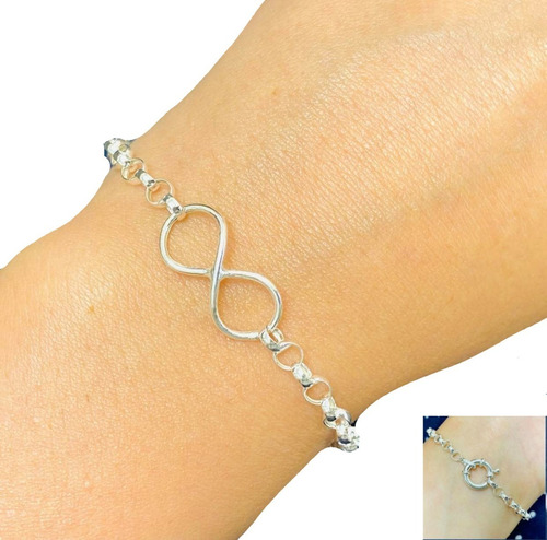 Pulsera Con Infinito Rolo Plata 925 Ideal Mujer Novia Ps 034