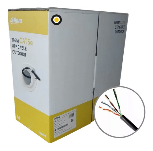 Imagen 1 de 7 de Bobina De Cable Utp Dahua Cat 5e 100% Cobre 305 Mts Exterior