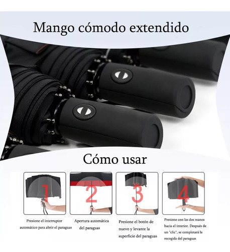 Paraguas Sombrilla Anti-ultravioleta Doblar Botón Automático Rojo Doble