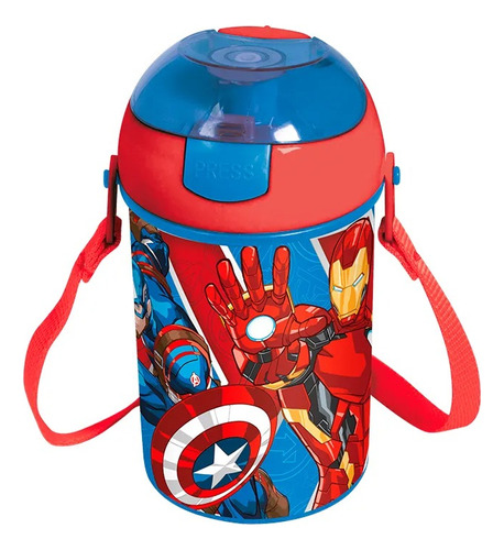 Cantimplora Infantil Escolar Pop Up 450ml Con Correa Color Avengers