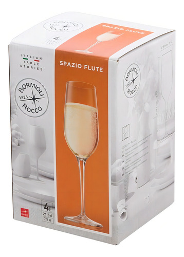 Juego 4 Copas Champagne Vino Espumoso Cristal Bormioli 215ml