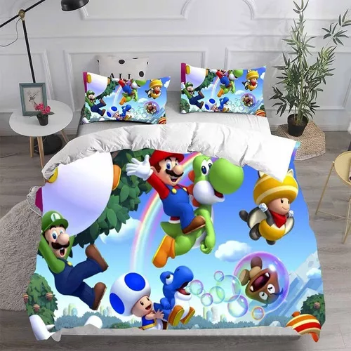 Jogo de Cama Solteiro Microfibra Mario Bros