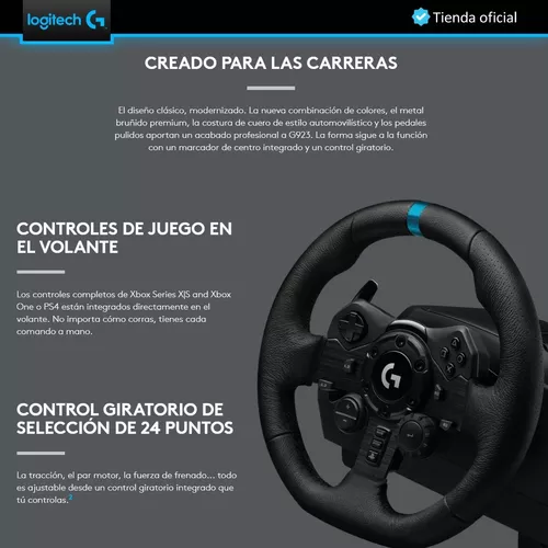 Logitech G923 - Volante con palanca de cambios Driving Force y pedales para  PS5, PS4 y PC, con cubierta de volante de cuero genuino