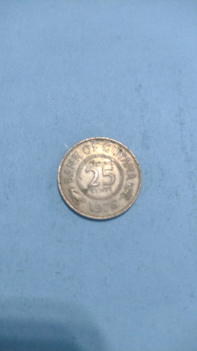 Guyana Moneda 25 Cent 1976 Usada Bella