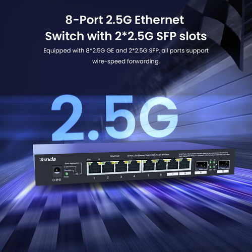 Switch Ethernet Tenda Tem2010f, 8 Puertos De 2.5g Con