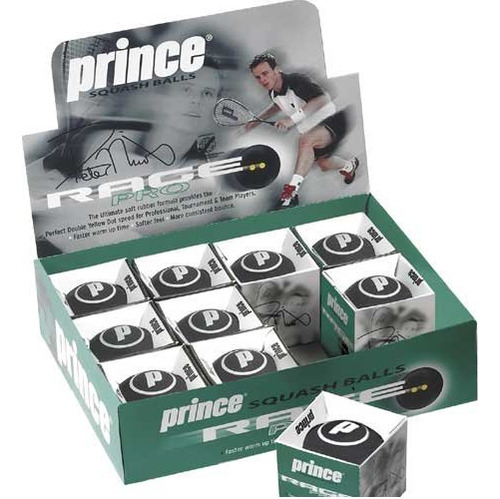 Prince Rage Pro  Pelota Squash Doble Punto Amarillo Una