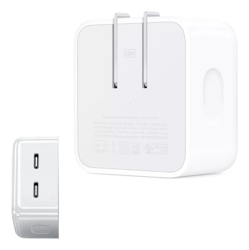 Cargador Dual Carga Rapida 35w Para iPhone 15 / 14 / 13 / 12