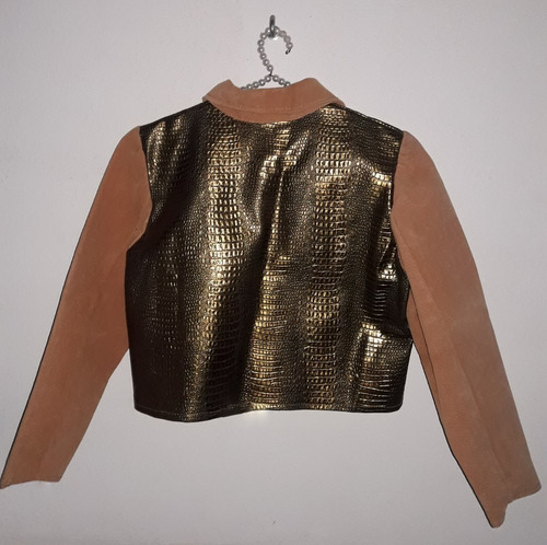 Campera De Cuero Gamuzado Corta De Mujer Talle S