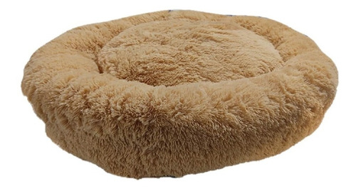 Cama Tipo Dona Peluche Antiestrés Color Miel Varios Tamaños