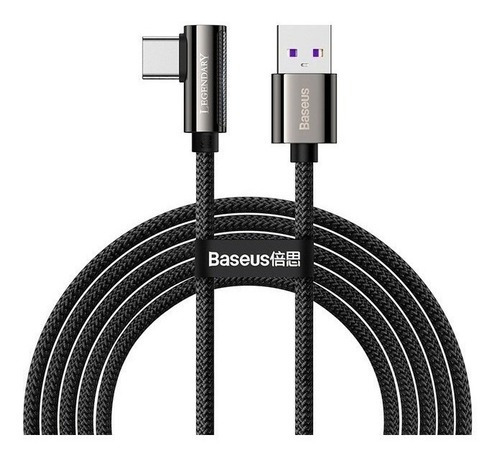 Cable usb-c Baseus USB-A/C 66W  90° Gamer negro con entrada USB-A salida USB-C