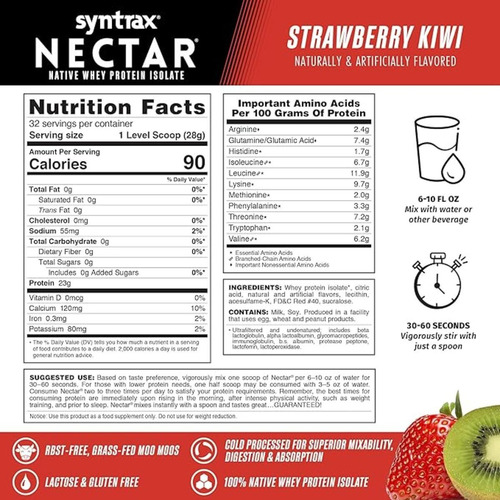 Nectar Whey Isolado 900g Morango E Kiwi - Syntrax
