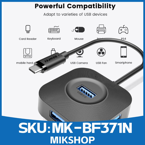 Hub Adaptador Usb Tipo-c 4 En 1 A 4 × Usb 3.0 5gbps Negro