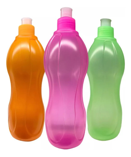 Set X4 Botella Plástica Pico Push Pull 500 Ml Color Surtido