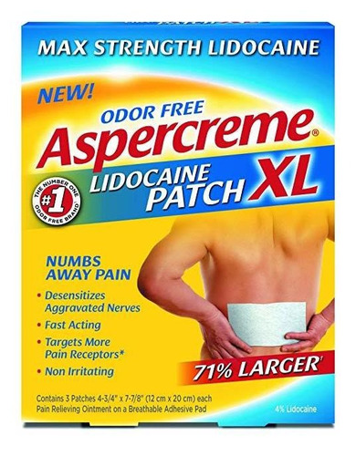 Aspercreme Lidocaína Parche Xl Maximum Strength Libre De Olo