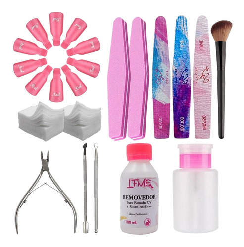 Kit Removedor Uv Esmalte Semipermanente Broches Wippes Limas