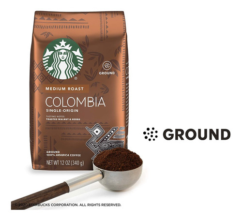 Imagen 1 de 6 de Café Starbucks Molido 250 Gr Origen Colombia Tostado Medio