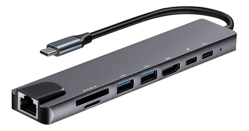 Imagen 1 de 10 de Apadtador Hub Usb C Pc Mac 8 En 1 Multifuncion Pro 10gbps
