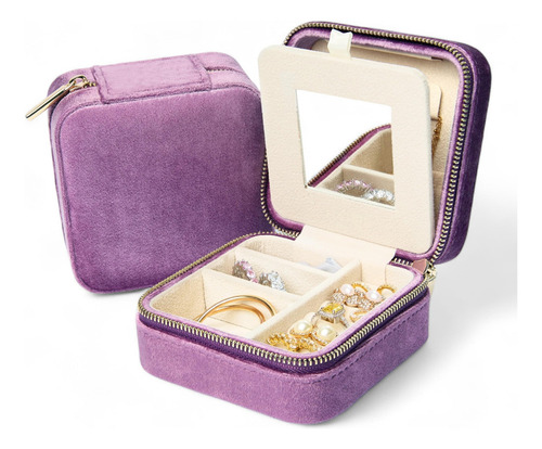 Skyice Estuche Portable Púrpura Con Espejo, 5 Compart. Púrpura