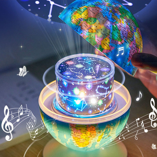 Hjq Projetor Smart Globe De 14 Cm, 6 Mapas, 3 Luzes,