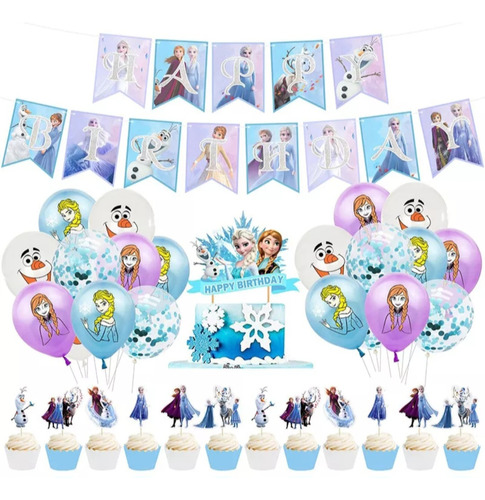 Set Decoración De Cumpleaños Temática Princesa Del Hielo 