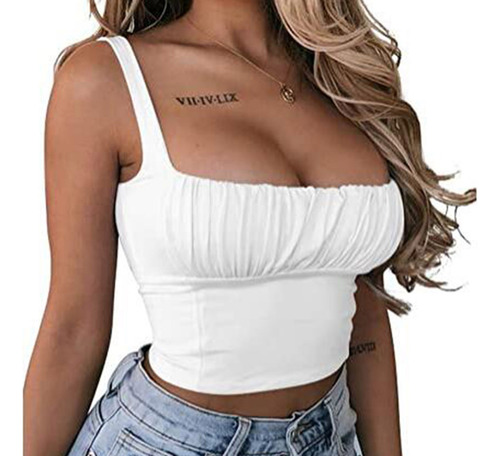 Blusa Camisola Delgada Plisada De Color Con Cuello Para Muje