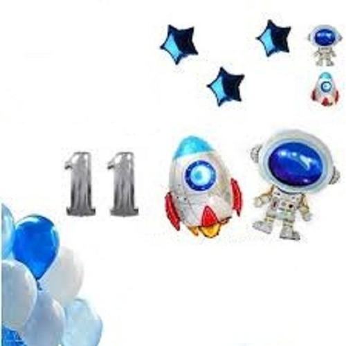 Combo 24 Globos  Metalizado Astronauta Espacial Feliz Cumple