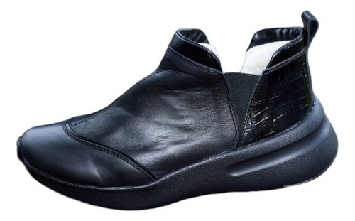 Bota De Cuero Para Dama. Versa Corderito Negro