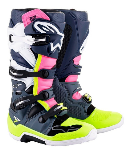 Bota Alpinestars Tech 7 Azul Fluo Rosa Offroad Promoção