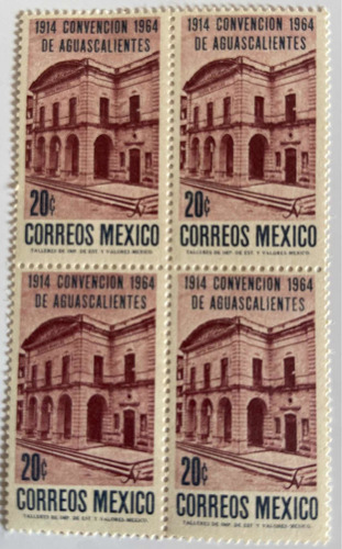 Block 4 Timbres México 20 Cts Convención De Aguascalientes