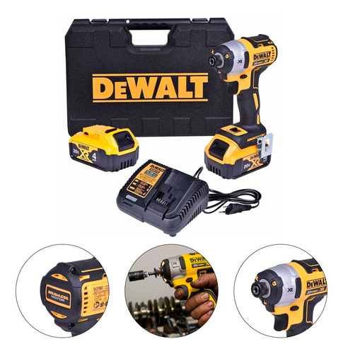 Parafusadeira Impacto Dewalt 2 Bat 4ah 205nm Dcf887m2 Cor Amarelo 110V