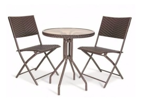 2 Sillas Rattan Plegables + Mesa 60 Cm Detalles Rattan