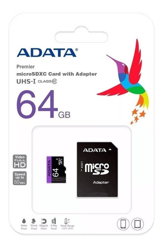 Memoria Micro Sd 64gb Clase 10 Adata Original Nuevo