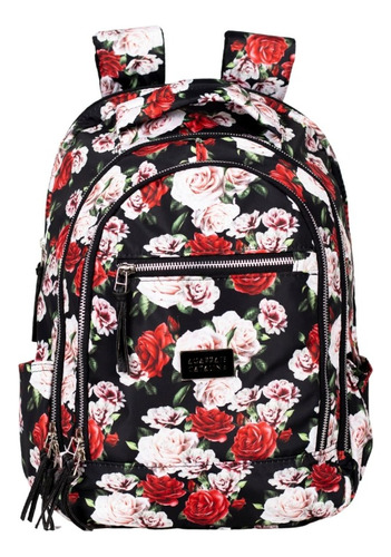 Mochila Nylon Portanotebook 3 Divisiones Agarrate Catalina Q Color Bloom Rose Diseño De La Tela Liso