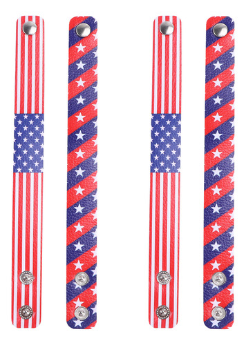 Pulseras Finas Con La Bandera De Los Estados Unidos, 4 Unida