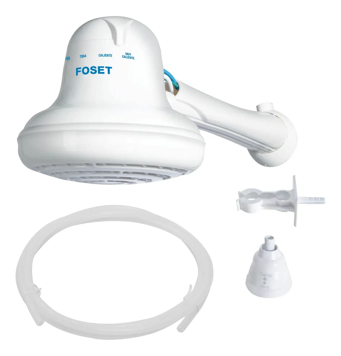 Regadera eléctrica de 16.5cm, 4 temperaturas, amplia, color blanco, 5400W, Foset REGEL-6