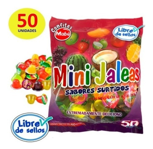 Mini Jalea Sabores Frutales Con 50 Unidades