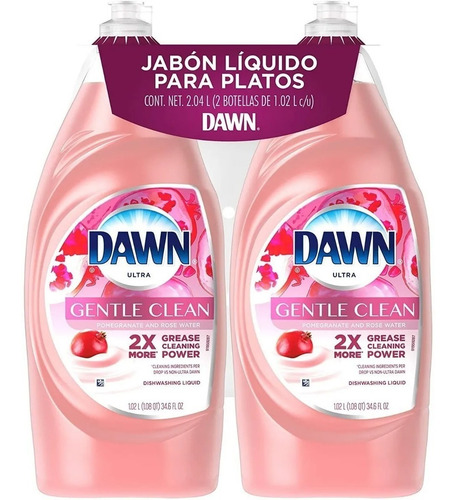 Detergente Lavatrastes Líquido 1.02 L Dawn 2 Pzs Gentle Msi