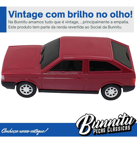 Brinquedo Carrinho Miniatura Vintage Vw Gol Cl Vinho Caixa