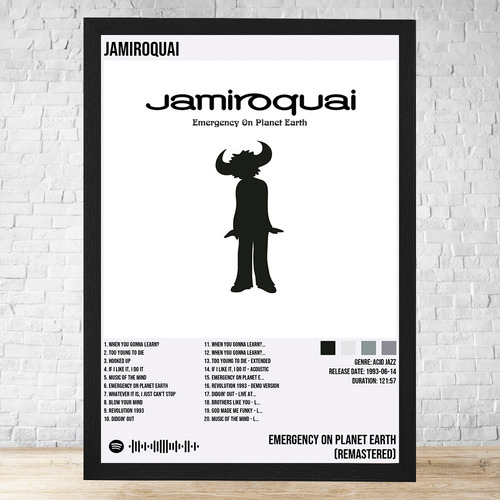 Cuadro Jamiroquai 3 30x40 Con Vidrio Y Marco Madera C840 Negro Clasico