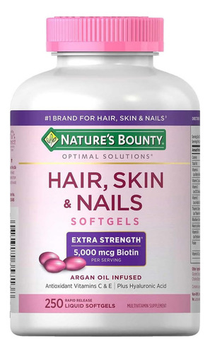 Hair Skin Nails 5000 Mcg Com Biotina Nature Bounty 250 Caps